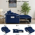 thumbnail image 4 of 3-in-1 Futon Sofa Bed with USB Charging Ports & Cup Holder, Upholstered Sleeper for Living Room, Apartment, Blue, 4 of 10