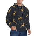 thumbnail image 2 of Uemuo Christmas Deers Pattern Men's Hoodie - Casual Pullover Hoodie with Kangaroo Pocket, Stylish Hooded Sweatshirt for Everyday Wear-Small, 2 of 7