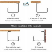KD Essentials - Metal Cable Basket, Twin Pack - Cable Bracket and Tray (Under Desk or Wall mounting, with Screw Thread, Tidies up Cables/Chargers/Power adapters/Extension Lead sockets, Black