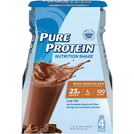 Pure Protein Shake, 23 Grams of Protein, Chocolate, 11 Oz, 4 Ct