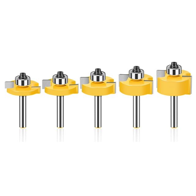 5Pcs 8mm Shank T Slot Router Bit With Bearing Wood Slotting Milling Cutter T Type Rabbeting Woodwork Tools For Wood