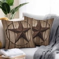 thumbnail image 3 of Outdoor Pillow Cover Texas Stars Wooden Set of 2 Waterproof Throw Pillowcases Rustic Wood Grain Decorative Patio Furniture Pillows for Couch Garden Indoor & Outdoor Use, 3 of 9
