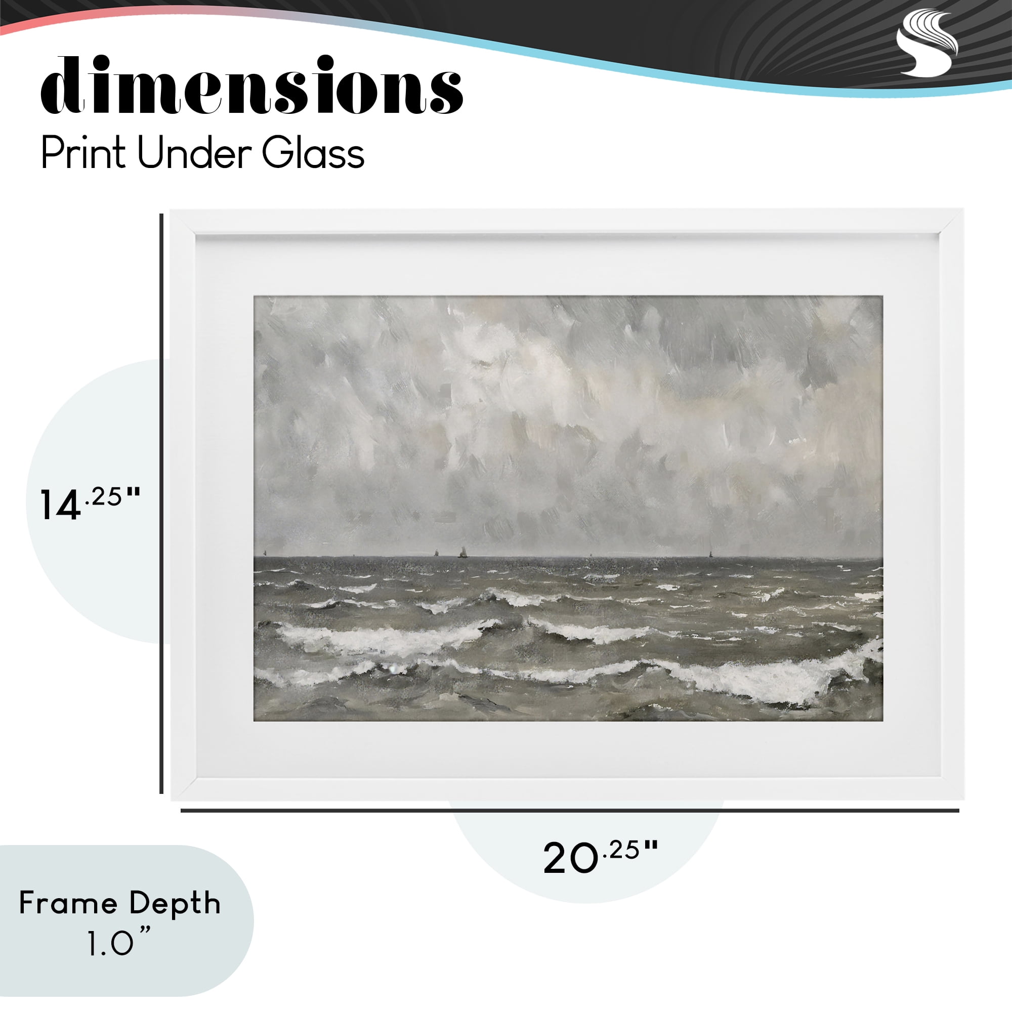 Stupell Industries Stormy Ripples at Sea White Framed Print Under Glass, design by Jacky Ngan