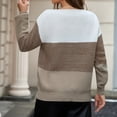 thumbnail image 5 of Women's Fashion Long Sleeve Color-Blocking Pullover Knitted Sweater, Modern and Warm, Perfect for Urban Style and Winter Activities,Brown,L, 5 of 5