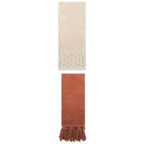 Unique Bargains 2 Pack Solid Cotton Bathroom Hand Towel 14"x30" Brown/Light Brown