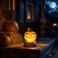 thumbnail image 4 of Hovilon Halloween Pumpkin Table Lamp, Handcrafted Resin Gothic Night Light for Bedroom Desk Bar, Spooky Warm LED Ambient Lighting Fixture, Vintage Fall Holiday Home Decor Accent Gift for Party, 4 of 7