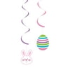 Creative Converting 33442 5 Count Easter Bunny and Eggs Dizzy Danglers Hanging Party Decoration, Pink/Purple