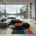 thumbnail image 2 of ODIKA 8'x10' Washable Area Rug Record Vinyl Retro Music Concentric Groove Ring Shaped Round for King Size Bedroom Under Bed, Master Suite, Non-Shedding, Easy Care, 2 of 7