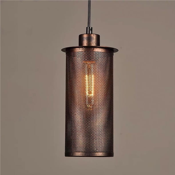 Injueey Lámpara de techo vintage Luz colgante retro Lámpara colgante de hierro Lámpara elegante Sombra Breve Estilo industrial Luz de suspensión para Iluminación y accesorios bronce Injueey HA025266-02