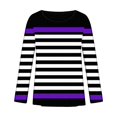 thumbnail image 4 of Long Sleeve T Shirt Fashion Casual Striped Tops for Women Crew Neck Slim Fitted Going Out Tops Y2K Outfits 2025 Purple S, 4 of 5