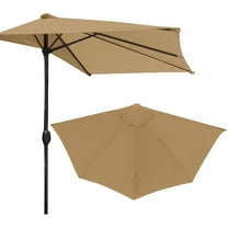 ABCISI 9FT 5Ribs Umbrella Replacement Canopy, Outdoor Half Umbrella Replacement Cloth, Market Yard Umbrella Replacement Top Cover, Patio Umbrella Parasol (Khaki)
