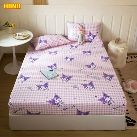 Sanrio Kuromi Kawaii Cartoon Anime Bed Sheet Children Bed Cover Student Dormitory Cute Thin Mattress Dust Cover Home Accessories