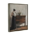 thumbnail image 3 of Classic Woman In Dress Reading Typography Painting Luster Gray Framed Art Print Wall Art, 3 of 6