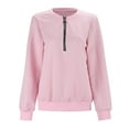 thumbnail image 4 of Fiaer,Quarter Zip Pullover Women,oversized Fall Sweatshirts for Women,Womens Tops Loose Fit Casual Going Out V Neck Pink S, 4 of 8