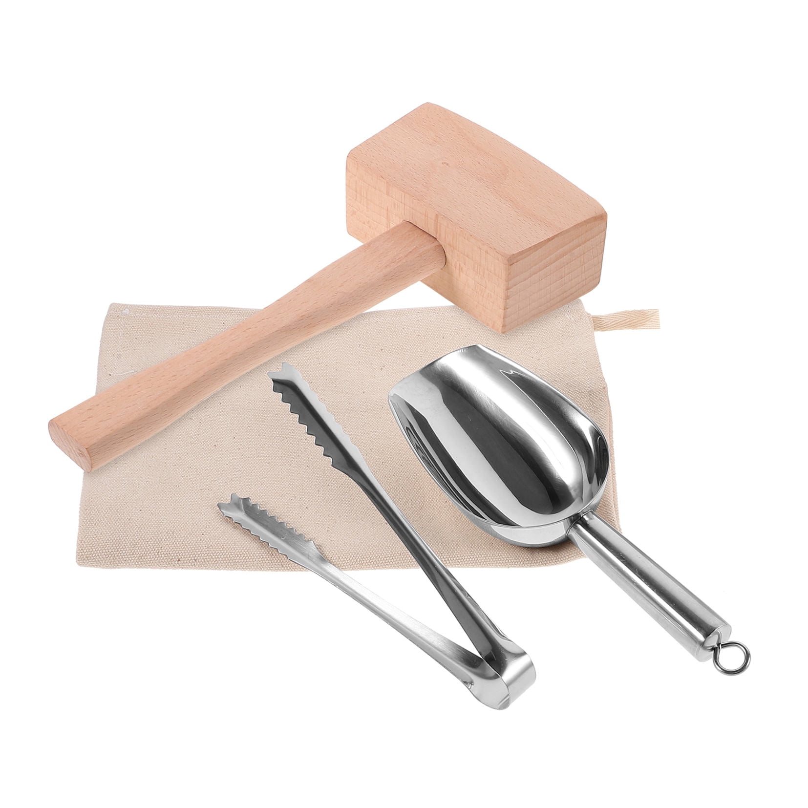 HEMOTON 1 Set Crushed Ice Bags Bartender Scoop Clip Mallet Restaurant Bar Ice Bags