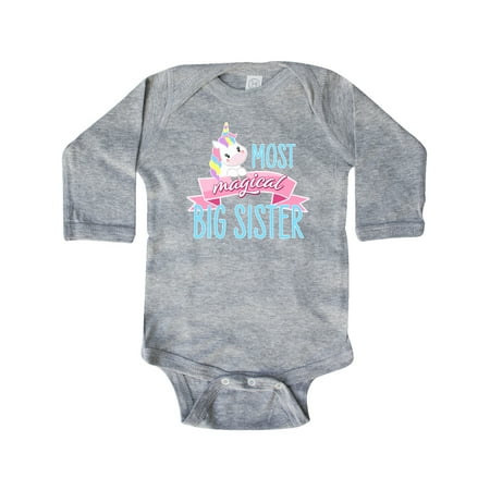 

Inktastic Most Magical Big Sister- cute unicorn Gift Baby Girl Long Sleeve Bodysuit