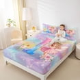 thumbnail image 3 of jejeloiu Multicolor Monogram I Full Size Sheets For Girls,Rainbow Stars Kawaii Princess Bed Sheets,4 Pieces, 3 of 6
