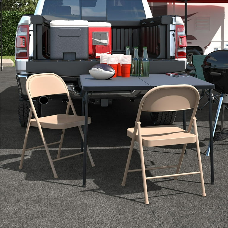 COSCO, All-Steel Folding Chair, Antique Linen, 4-pack - Walmart.com