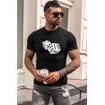 thumbnail image 3 of ABPHQTO Camiseta de manga corta con cuello redondo y estampado gráfico de dados negros para hombre, 3 of 5