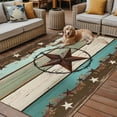 thumbnail image 2 of Fsddascl West Texas Star Rustic Outdoor Rug for Patio/Deck/Porch, Non-Slip Large Area Rug 4 x 6 Ft, Farmhouse Teal Green Wood Plank Indoor Outdoor Rugs Washable Area Rugs, Camping Rug Carpet, 2 of 5