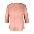 thumbnail image 5 of Ltctricy Plus Size Tops for Women 3/4 Length Sleeve V Neck Curved Hem Casual Loose T Shirts Tunic Tee Blouses(Pink,X-Large), 5 of 5
