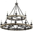 thumbnail image 3 of Medieval-Style 15-Light Chandelier in Weathered Zinc Finish with 2-Tier Round Steel Frame 44 inches W X 38.75 inches H Bailey Street Home, 3 of 4