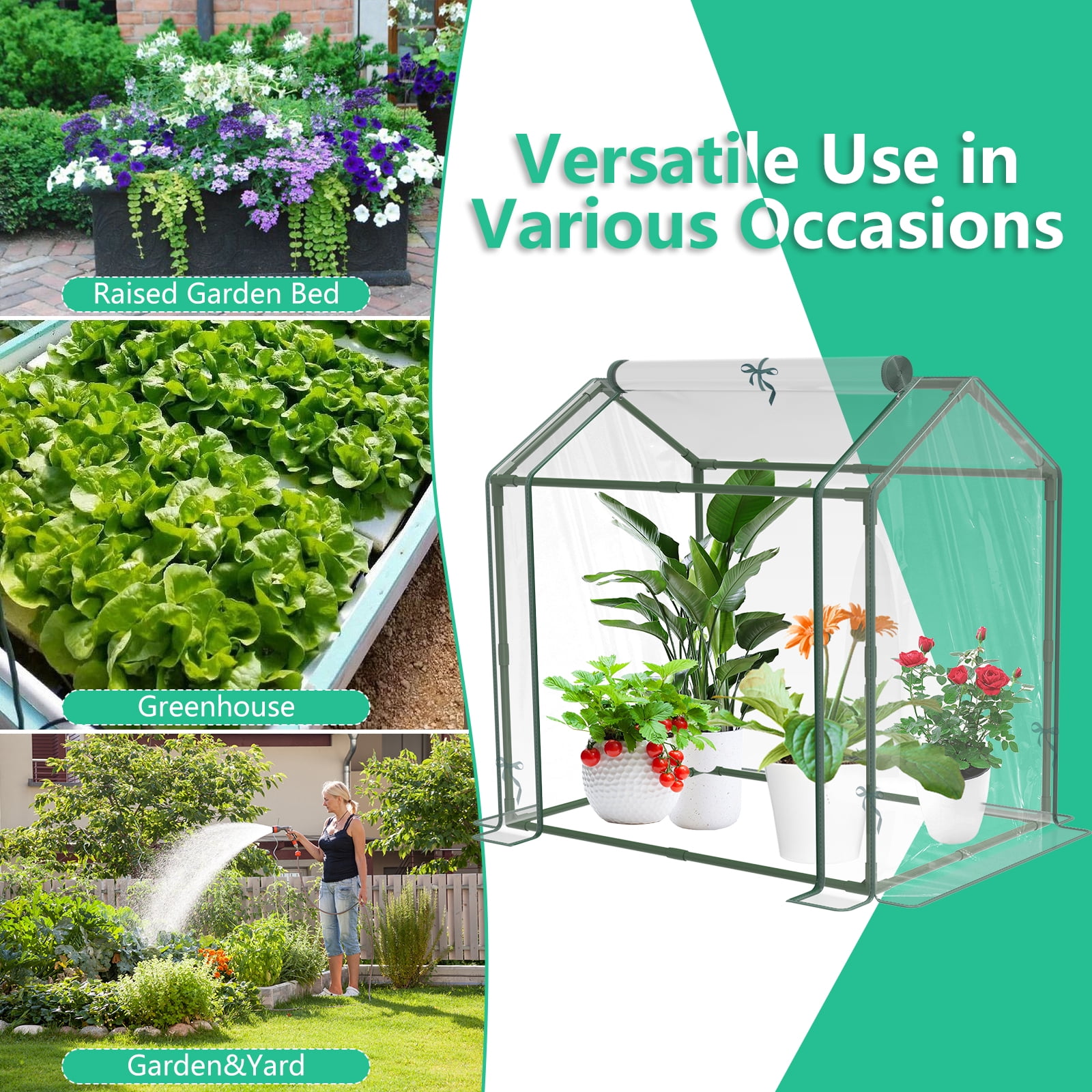 Mini Greenhouse 33.5"x 23.2"x 32.5", Durable Green House Kit with PVC Cover, Greenhouse for Outdoor Indoor Small Green House Garden Nursery Plant Cover Tent for Gardening Germination and Seedling