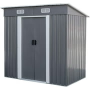 Pirecart 3.5x6 ft Horizontal Outdoor Storage Shed, Lockable Organizer for Garden, Backyard - Grey