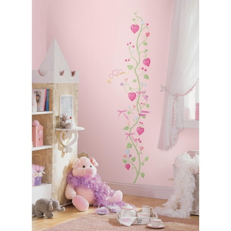 Little Princess Hearts Bows Self Stick Growth Chart Accent