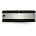 thumbnail image 4 of Chisel Stainless Steel Brushed and Polished Black IP-plated and Black CZ 8.2mm Grooved Band - Ring Size 10.5, 4 of 8