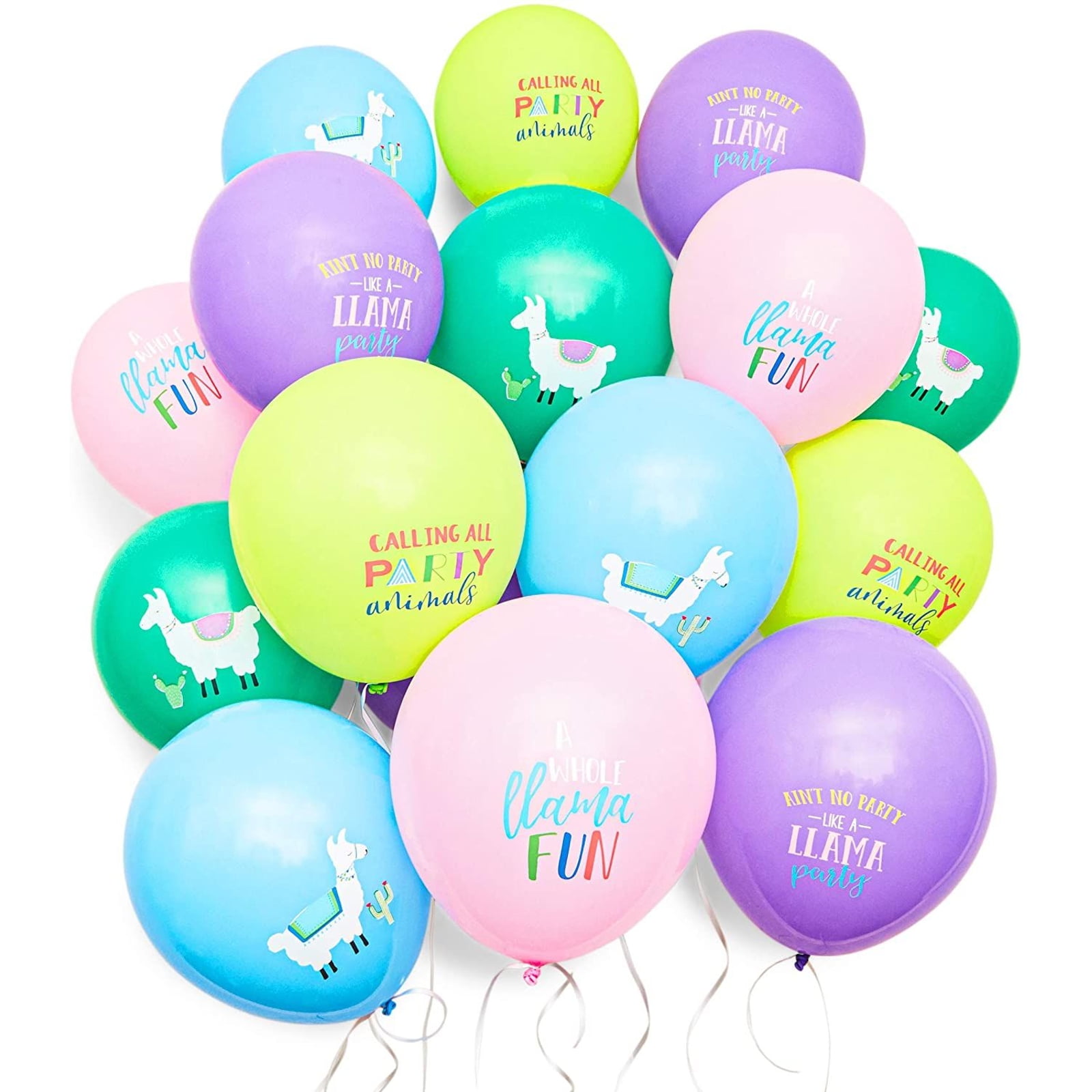 Llama Round Foil Balloons x 2 Helium Quality Alpaca Unicorn Rainbow Balloon