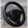 Genuine Leather Car Steering Wheel Cover Universal Automotive Interior Accessories Steering Wheel Cover Grip Black and Red