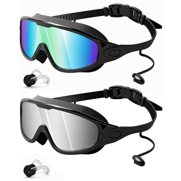 Gafas de natación Rantizon Wide View, antivaho, UV, para adultos, paquete de 2
