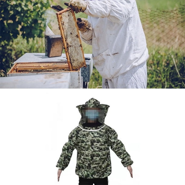 Trajes De Protección Para Apicultura, Chaqueta De Apicultor Antiabejas Transpirable Con Capucha De Velo, Traje De Velo, Ropa Protectora Para Apicultura, Traje Protector