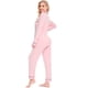 thumbnail image 4 of Conjunto de pijama SWOMOG para mujer de manga larga con botones, color rosa, 4 of 6