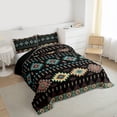 thumbnail image 3 of Homewish Boho Aztec Print Full Size Comforter Sets,Retro Bohemian Geometric Bedding Comforter Set,Brown Cyan Bedding Sets For Adult,Ultra Soft Home Decor Reversible,3 Pieces, 3 of 8