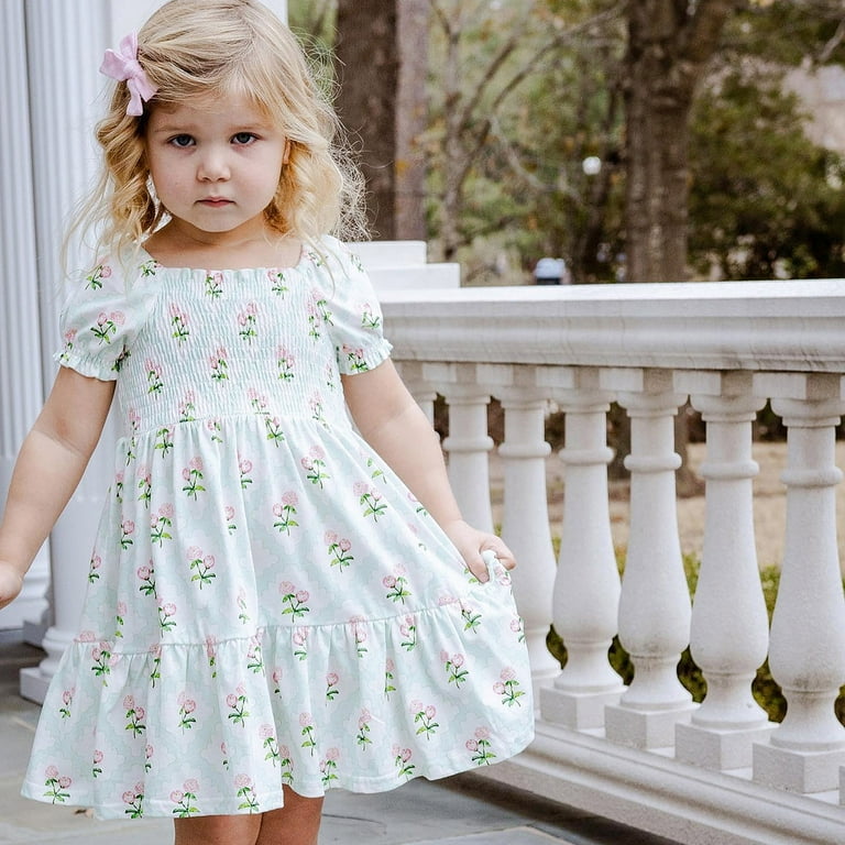 LUOGENLI Dresses For Girls Size 6 7 Toddler Girls Short Sleeve Prints Dress Dance Party Dresses Clothes Dresses For Girls 5 6 Years Old Summer Dresses