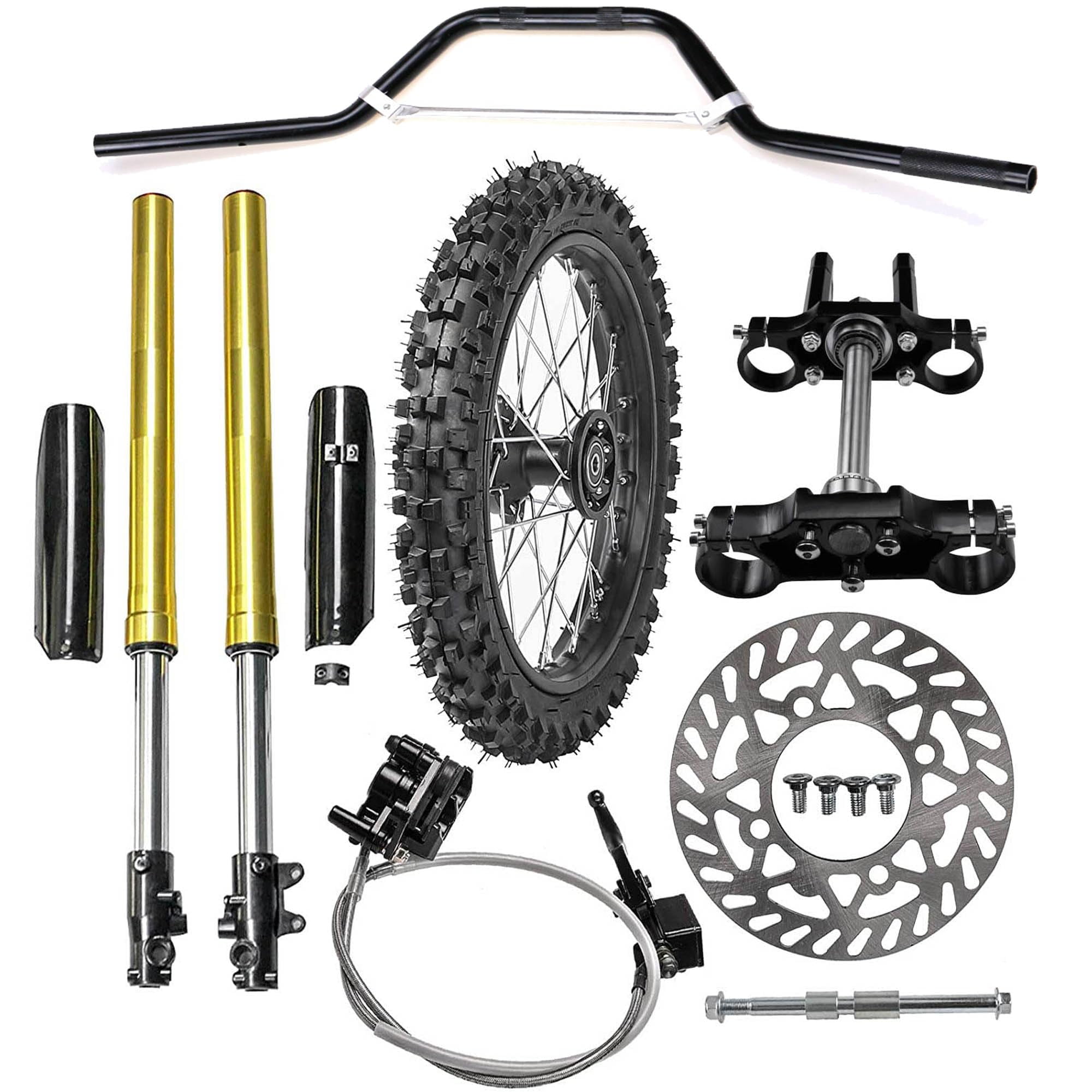 Complete Front Wheel Assembly For Dirt Bikes - 70/100-17 Tire & Rim With Brake Disc (110-160cc)