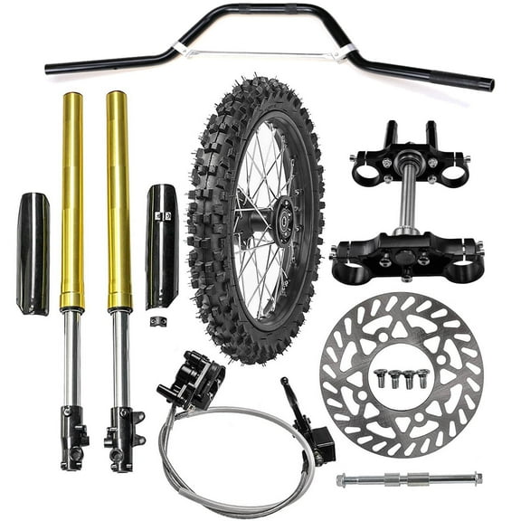 14" Front Wheels Forks Shock Front End 45/48mm Triple Tree   7/8" Handlebar   60/100-14 Tire Rim for Pit Dirt Bike Coolster SSR Apollo Taotao 110cc 125cc CRF70 KX65