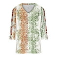 thumbnail image 3 of BangWanChi 3/4 Length Sleeve Womens Tops Plus Size Tunic Fashion Woman Casual V Neck Printing Blouse 3/4 Sleeve T-Shirt Summer Tops, 3 of 5