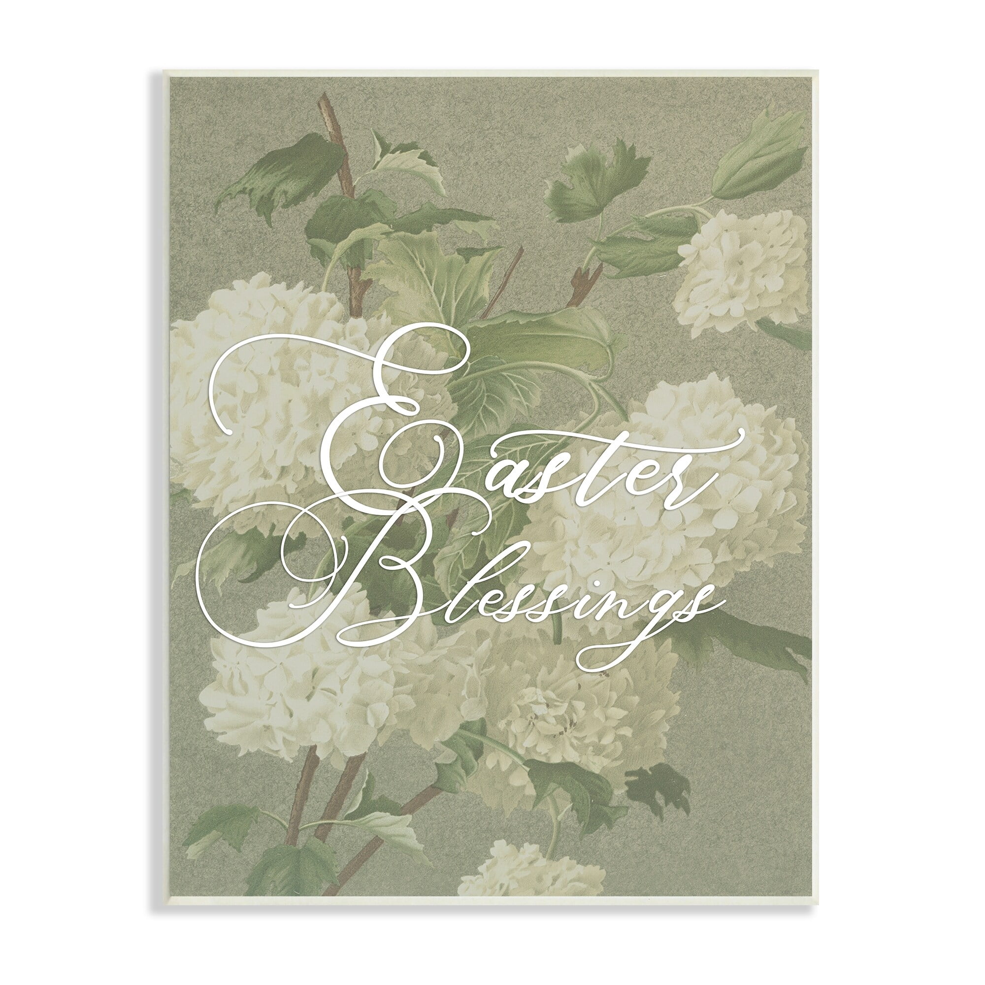 Stupell Industries Easter Blessings Sentiment Vintage White Hydrangea Florals Green, 13 x 19,Design by Daphne Polselli