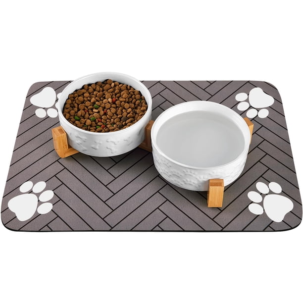Juego de Comederos para Perros Xihan con Soporte de Madera y Tapete para Perros Medianos