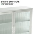 thumbnail image 3 of Storage Wall Cabinet with 2 Tempered Glass Doors, Modern Metal 3-Tier Sideboard With Detachable Shelves, Side Cabinet for Office, Dining Room,Living Room, Kitchen, Bathroom, White, 3 of 8