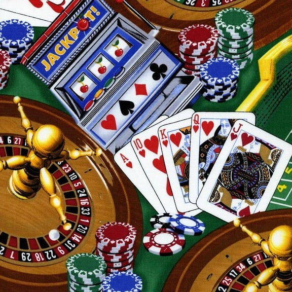 Timeless Treasures Fabrics Feelin' Lucky Table Games 100% Cotton Fabric sold by the yard