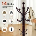 thumbnail image 3 of Wooden coat rack freestanding, 14 Hooks Coat racks stand for Entryway, Adjustable Height Coat Tree for Hats, jacket, Handbags, Vintage heavy duty coat rack, 3 of 7