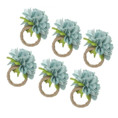 

6Pcs Flower Shaped Towel Buckle Napkin Ring Chrysanthemum Napkin Ring Holder for Valentine s Day Wedding Party Blue