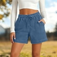 thumbnail image 2 of DHFJKG High Waisted Jean Shorts For Women Elastic Drawstring Loose Fit With Pockets Comfortable Solid Color Summer Denim Shorts Trendy Bottoms, 2 of 5