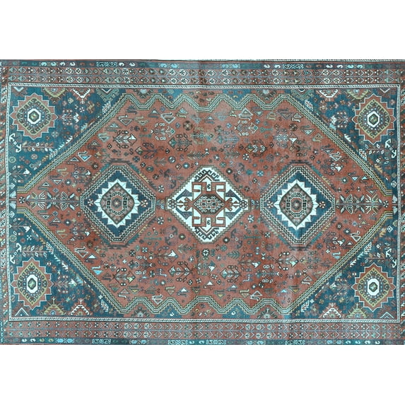 Ahgly Company Indoor Rectangle Persian Light Blue Traditional Area Rugs, 7' x 9'