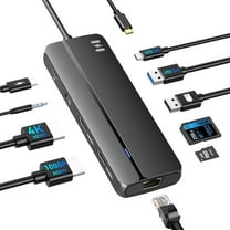 Selore Docking Station for MacBook Pro Air Windows,10 in 1 Dual HDMI Adapter for Mac Pro Air,USB C Hub for MacBook Docking Station Dual Monitor with 2 HDMI,Ethernet,PD,USB C,2 USB A,SD/TF for M1 M2