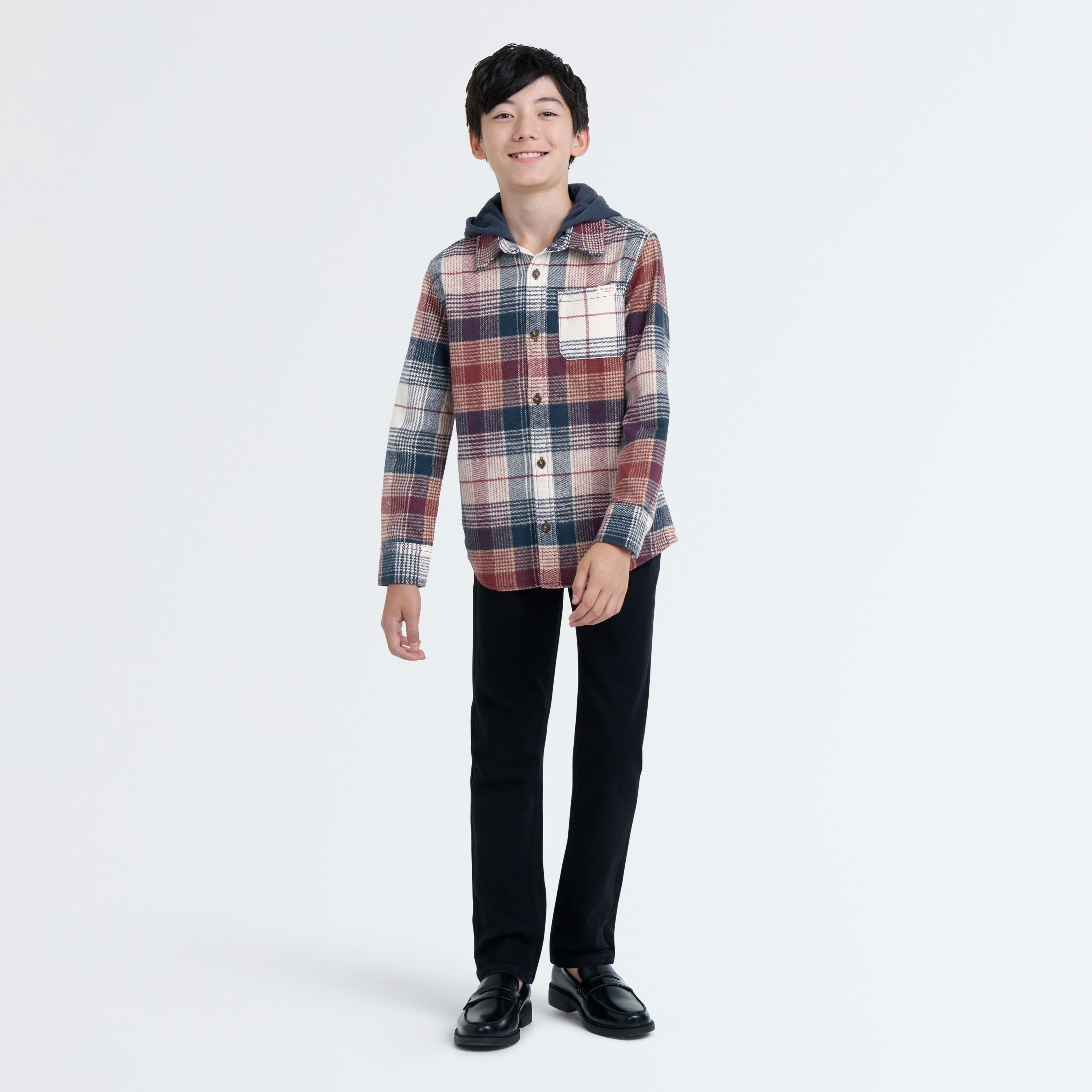 Levi Strauss Signature Boys Hooded Plaid Flannel, Sizes 4-18